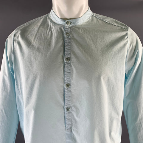 TOOGOOD Size M Light Blue Cotton Banded Collar Long Sleeve Popover Shirt