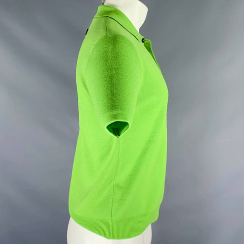 WOOYOUNGMI Size 38 Green Knit Wool Short Sleeve Polo