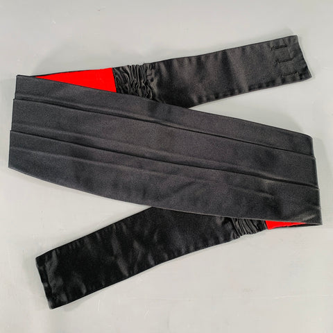 BRENDA KETT Black Red Pleated Silk Cummerbund