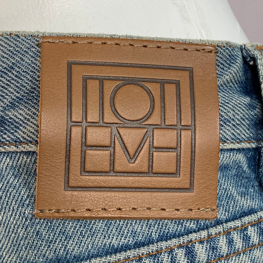 TOTEME Size 28 Light Blue Cotton Denim Twill Distressed Button Fly Jeans