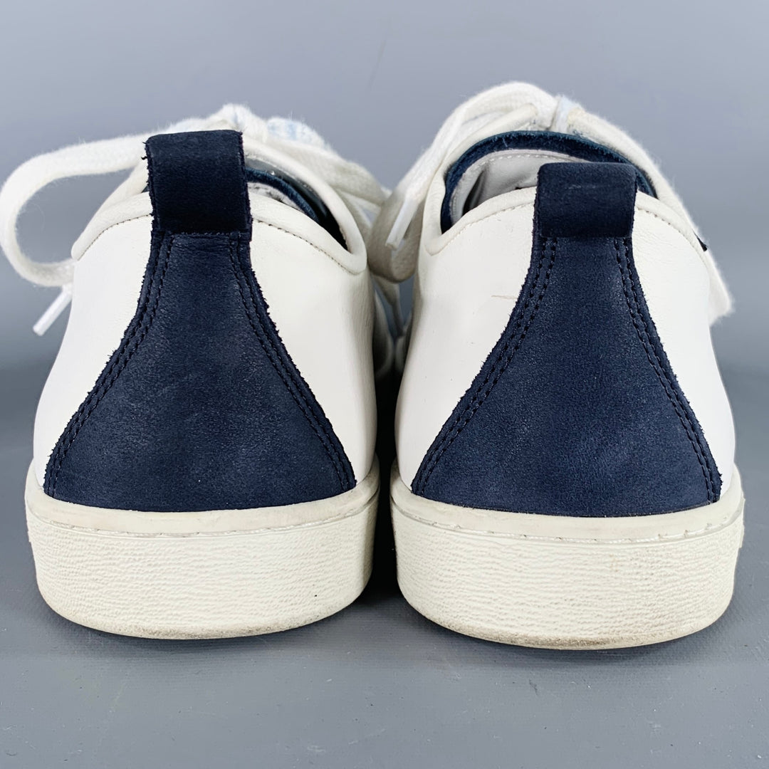 PS by PAUL SMITH Size 11 Miyata White Navy Leather Low Top
