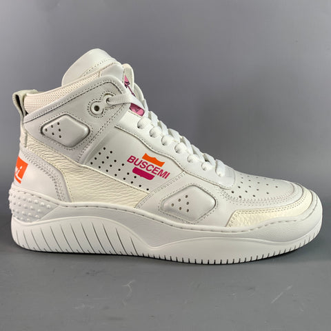 BUSCEMI Size 7 White Pink Leather High Top Sneakers