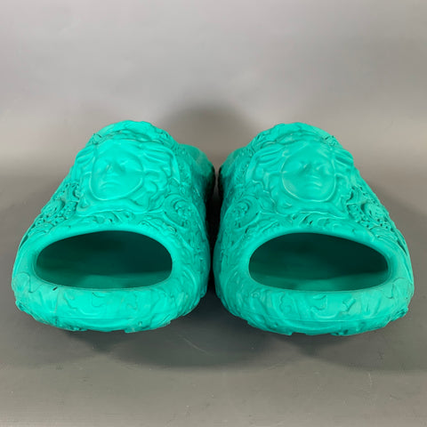 VERSACE Size 9 Green Rubber Slip On Sandals