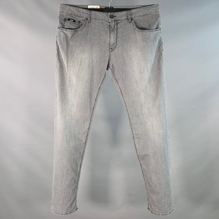 BOSS by HUGO BOSS Size 36 Grey Cotton Blend Straight Five Pockets Jeans