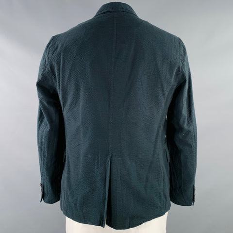 ROGUES GALLERY Size L Black Seersucker Cotton Notch Lapel Jacket