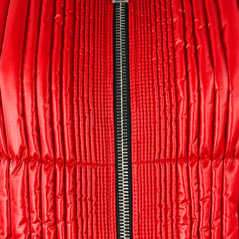 PRADA Size 42 Red Quilted Nylon Zip Up Jacket