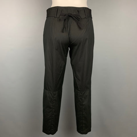 PRADA Size 2 Black Poplin Cotton Blend Belted Casual Pants