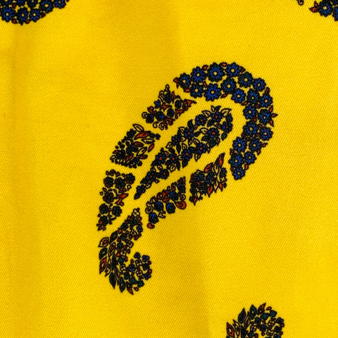 NOAH Size 34 Yellow Navy Black Paisley Cotton Zip Fly Dress Pants