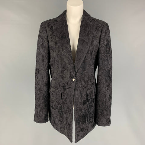 GIORGIO ARMANI Size 10 Black Silk Viscose Textured Jacket