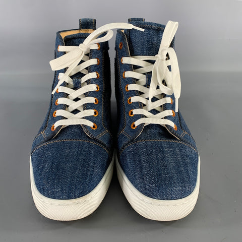 CHRISTIAN LOUBOUTIN Size 9 Navy Solid Canvas High Top Sneakers
