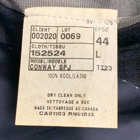 PIATTELLI Size 44 Navy Black Checkered Wool Single Breasted Sport Coat