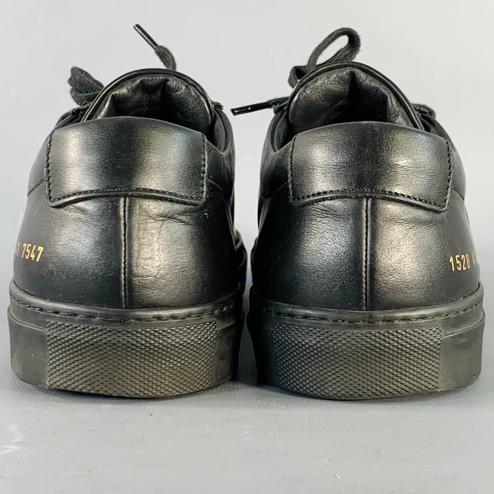 COMMON PROJECTS Size 8 Black Leather Low Top Sneakers