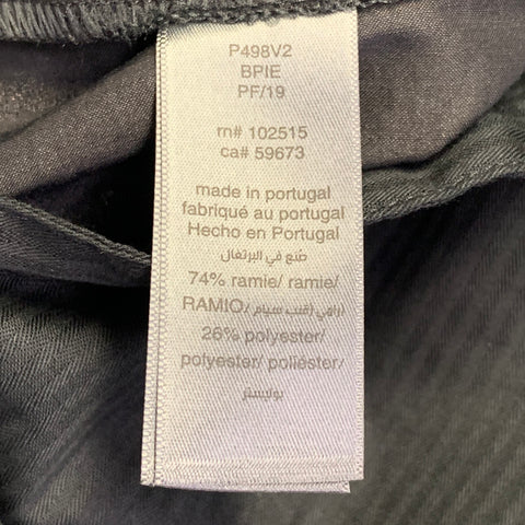 JOHN VARVATOS Size 32 Black Stripe Ramie Blend Flat Front Dress Pants