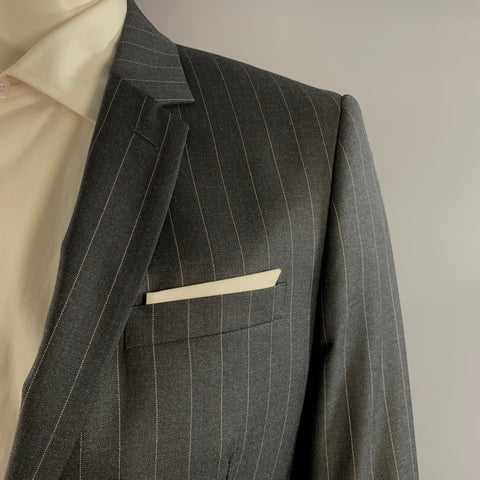 NEIL BARRETT Chest Size XL Grey Pinstripe Wool Notch Lapel 34 35 Suit