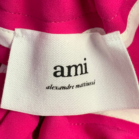 AMI by ALEXANDRE MATTIUSSI Size XS Pink Fuchsia Viscose Blend Drawstring Wide Leg Dress Pants