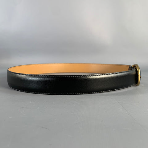 MORJAS Size 34 Black Gold Calfskin Leather Belt