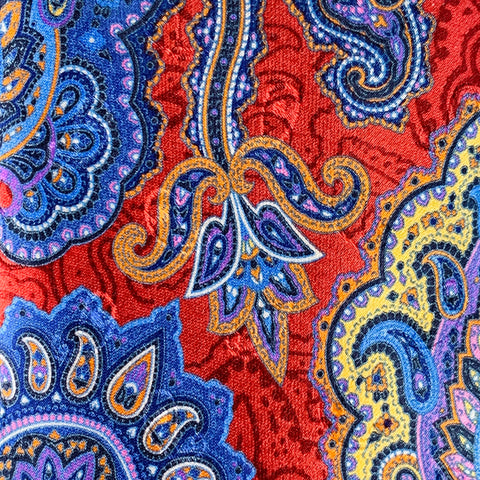 ERMENEGILDO ZEGNA Red Multi Color Paisley Silk Satin Tie