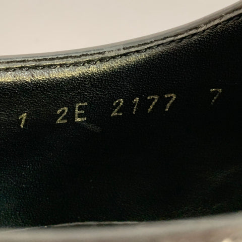 PRADA Size 7 Black Perforated Leather Derby Lace-Up Shoes