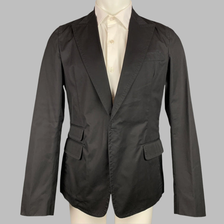 DSQUARED2 Size 40 Black Cotton Peak Lapel Sport Coat