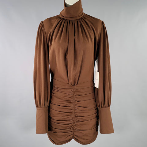 RONNY KOBO Size M Brown Crepe Turtleneck Dress