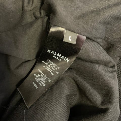 BALMAIN FW2015 Size L Black Ribbed Cotton Zip Up Jacket