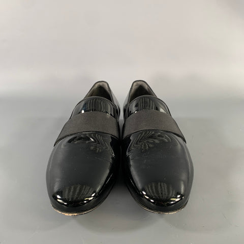 LANVIN Size 8 Black Patent Leather Slip On Loafers