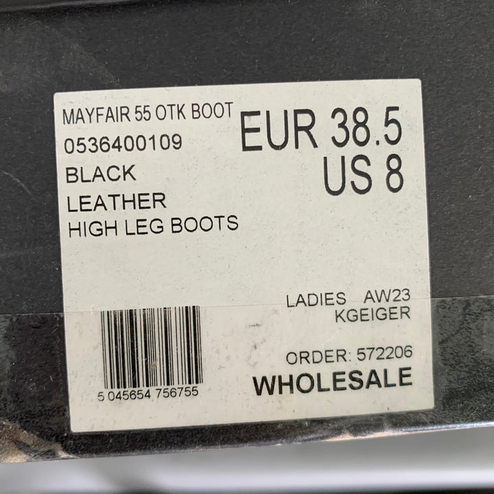 KURT GEIGER Size 8 Black Gold Leather Pebble Grain Boots