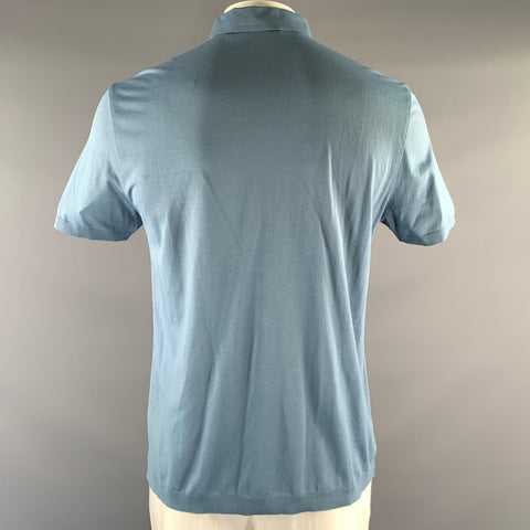LOUIS VUITTON Size XL Blue Teal Cotton Blend Buttoned Polo