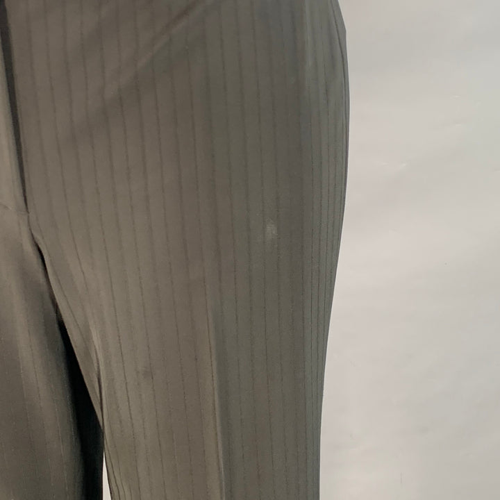 ELIE TAHARI Size 12 Black Polyester Blend Pinstripe Straight Dress Pants