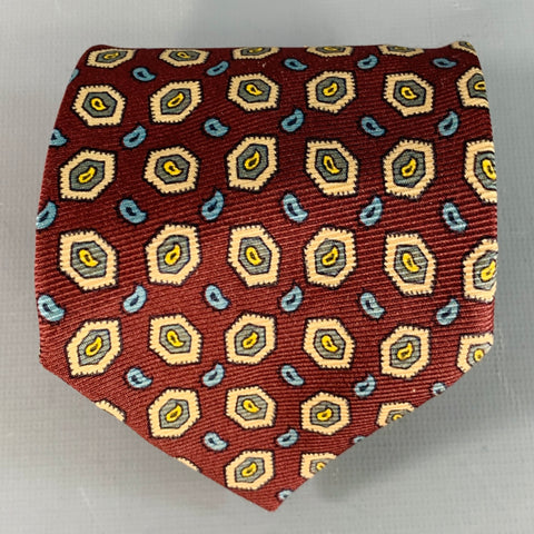 POLO by RALPH LAUREN Burgundy Grey Beige Paisley Silk Tie