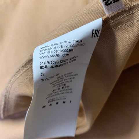 MARNI Size 42 Khaki Cut Out Cotton Hidden Placket Jacket