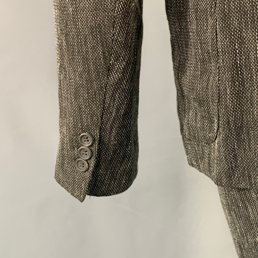 ISSEY MIYAKE Size L Black Grey Woven Hemp Blend Notch Lapel Suit