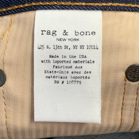 RAG & BONE Size 30 Navy Cotton Straight Selvedge Jeans