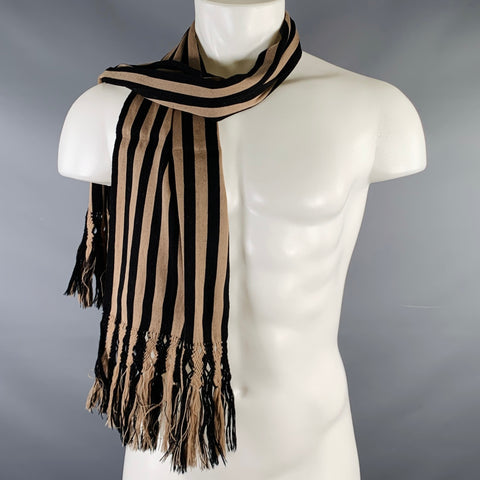 BALTHAZAR Black Taupe Stripe Crochet Scarf