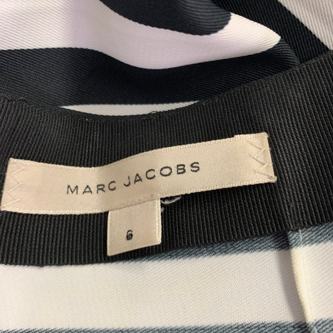 MARC JACOBS Size 6 Black White Polyester Stripe Pencil Skirt
