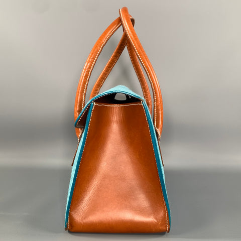 LAMBERTSON TRUEX Blue Brown Fur Purse