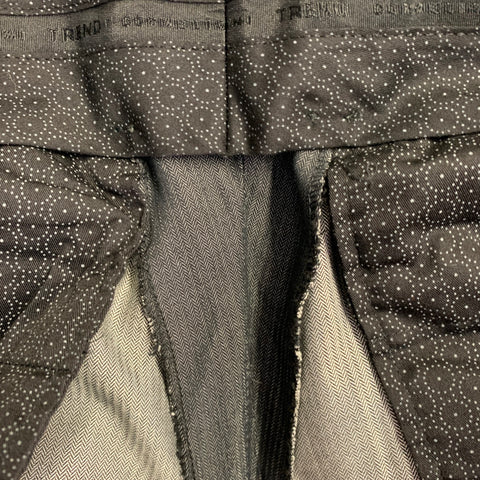 CORNELIANI Size 38 Grey Charcoal Herringbone Cotton Silk Peak Lapel Suit