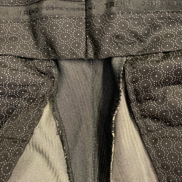 CORNELIANI Size 38 Grey Charcoal Herringbone Cotton Silk Peak Lapel Suit