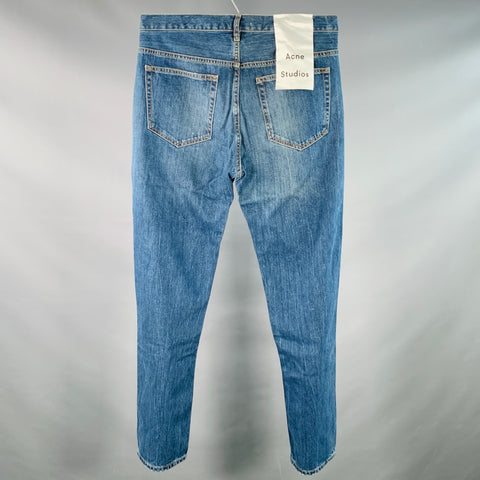 ACNE STUDIOS Size 33 Town Vintage Blue Cotton Relaxed Tapered Button Fly Jeans