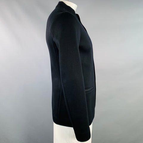 ARMANI COLLEZIONI Size L Black Viscose Nehru Collar Jacket