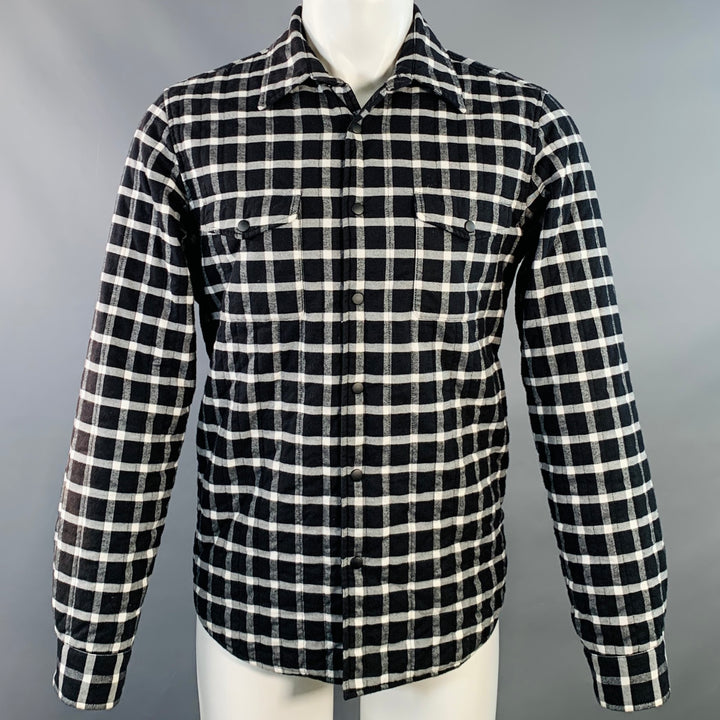 ASPESI Size M Black White Checkered Cotton Shirt Jacket