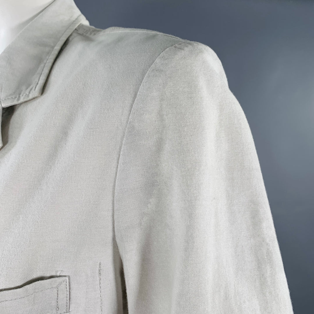 YOHJI YAMAMOTO Size XL Light Grey Cotton Belted Coat