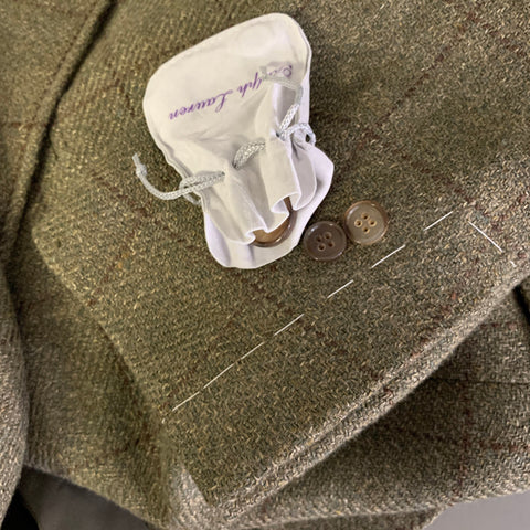 RALPH LAUREN Size 46R Green Brown Window Pane Wool Linen Silk Sport Coat