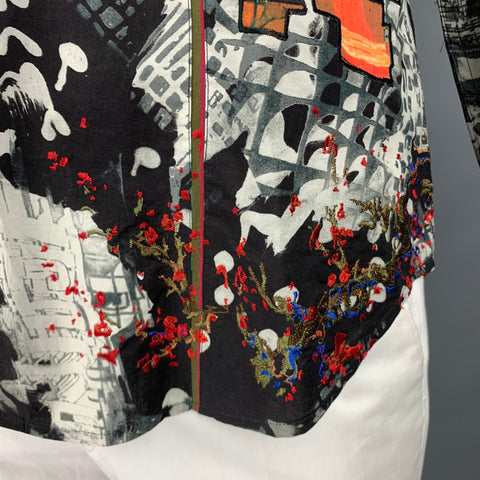 ROBERT GRAHAM Size L Black White Orange Applique Cotton Long Sleeve Shirt