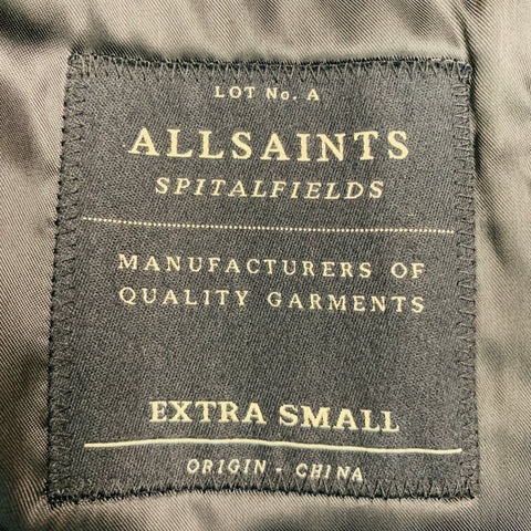 ALLSAINTS Size XS Navy Black Wool Blend Zip Buttons Jacket