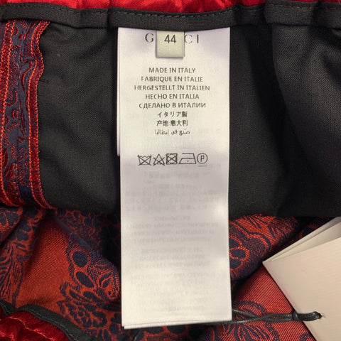GUCCI 2018 Size 28 Red Black Jacquard Viscose Blend Joggers Shorts