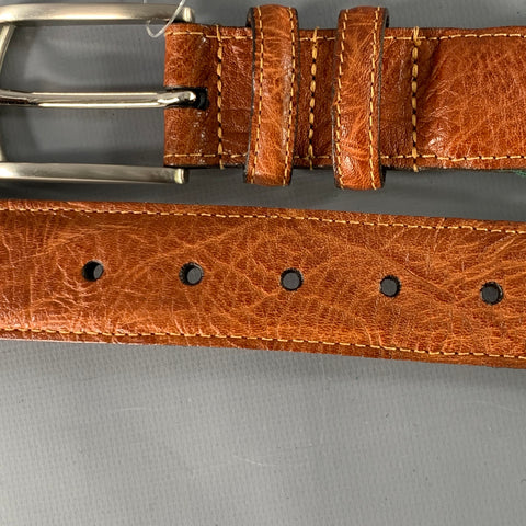 TORINO Size 32 Green Brown Braided Elastic Cord Leather Belt