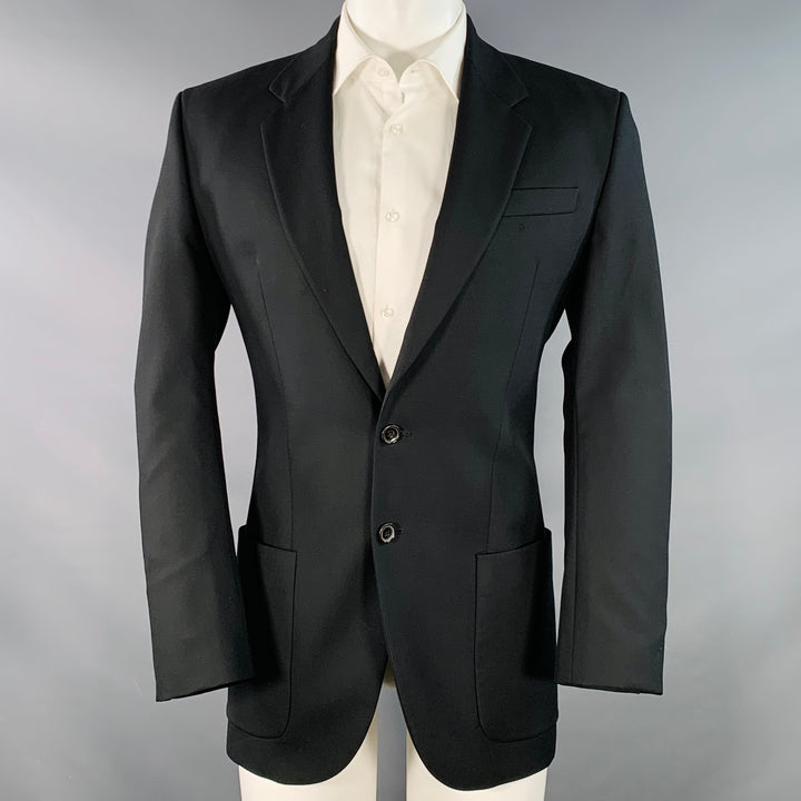 JOHN GALLIANO Size 40 Black Rhinestone Skull Virgin Wool Sport Coat