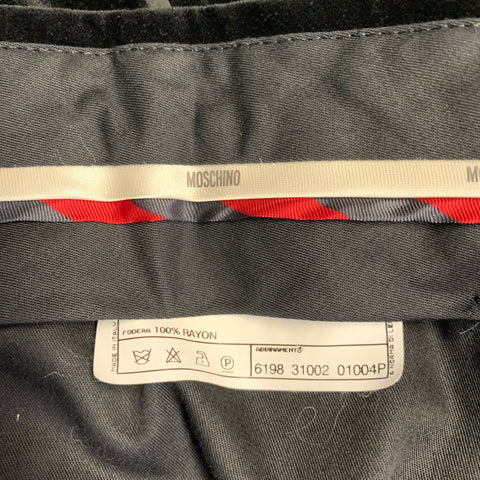 MOSCHINO Size 36 Black Cotton Velvet Zip Fly Tuxedo Dress Pants