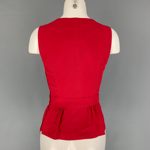 MOSCHINO COUTURE Taille 8 Blouse sans manches en rayonne en acétate rouge